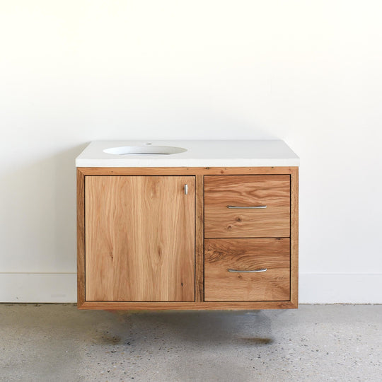 Wood Floating Vanity / Offset Single Sink