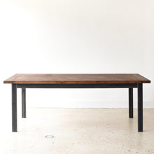Steel Frame Dining Table - Reclaimed Oak / Walnut Finish Tabletop &amp; Blackened Steel Legs 