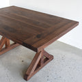 Trestle Dining Table in Walnut / Clear - Tabletop Detail