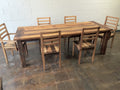 Breadboard Extendable Dining Table in Mixed Woods Featured with our Farmhouse Wood Dining Chairs with Arm Rests in Mixed Woods. Featured with our  &lt;a href=&quot;https://wwmake.com/products/reclaimed-wood-dining-chairs-barnwood-dining-chairs&quot;&gt; Farmhouse Dining Chair&lt;/a&gt; 