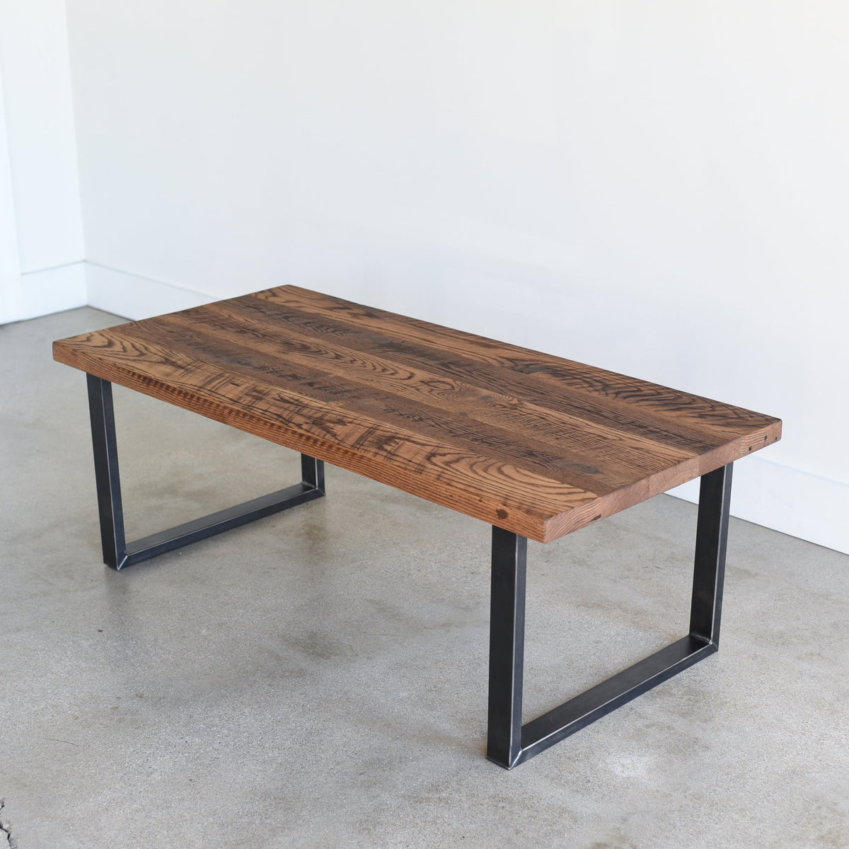 Reclaimed Wood Coffee Table Industrial U-Shaped Steel Legs