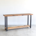 Wood and metal console table with shelf