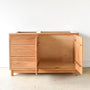 Modern Wood Vanity / Offset Single Sink in 52&quot;L  White Oak / Clear - Open Door Detail