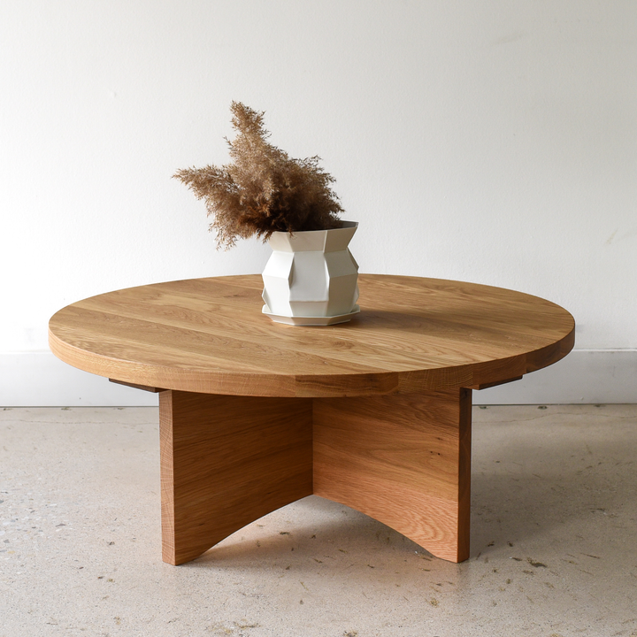 Round all top wood coffee table