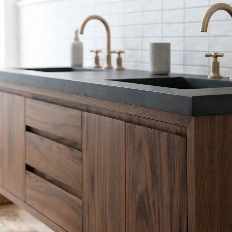 72" Modern Floating Wood Vanity / Double Sink