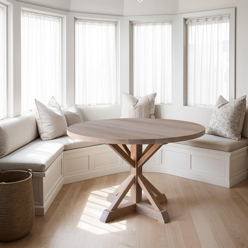 48&quot; Round Pedestal Dining Table Pictured In White Oak Natural