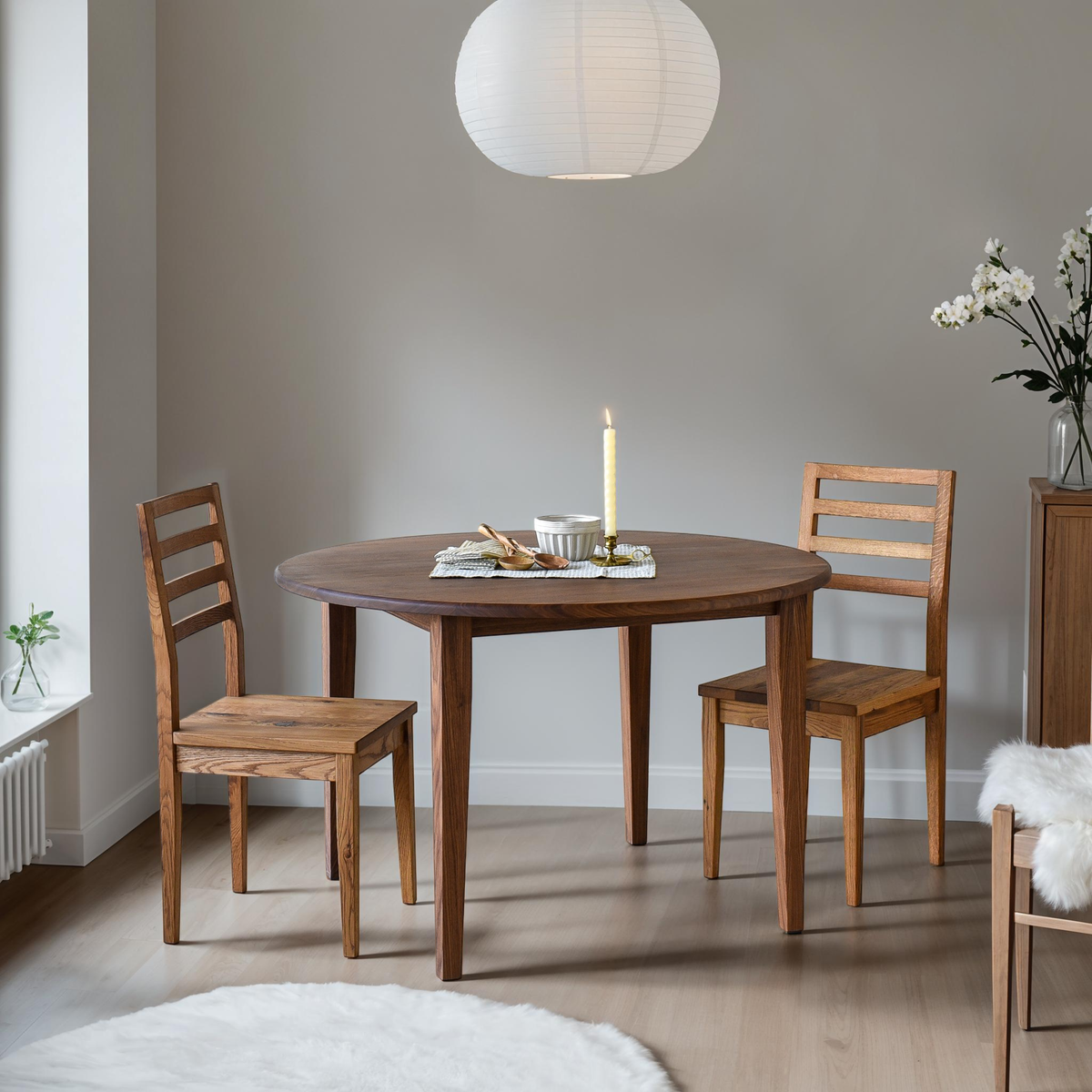 Round Tapered Leg Dining Table – What WE Make