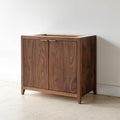 Mid-Century Modern 2-Door Single Sink Pictured in Walnut / Clear