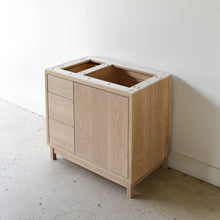 36&quot; Modern Wood Vanity / Offset Single Sink - Pictured in White Oak/ Natural