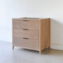 36" 3-Drawer Mid-Century Modern Vanity Pictured In White Oak Natural