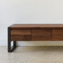 Routed Finger Pull Detail on Walnut Storage Bench Drawers