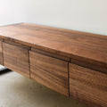 Routed Finger Pull Detail on Walnut Storage Bench Drawers