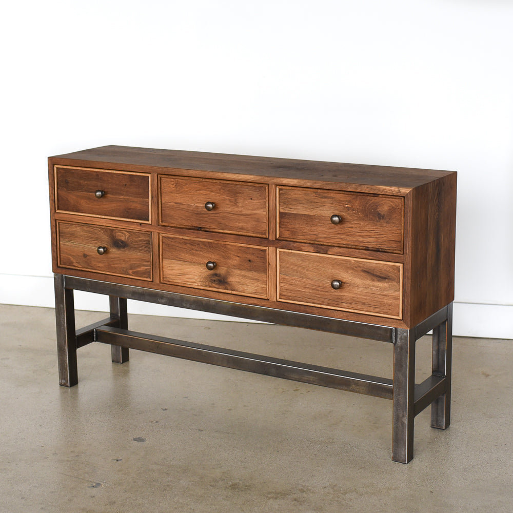 Rustic 6-Drawer Storage Credenza - Specifications: