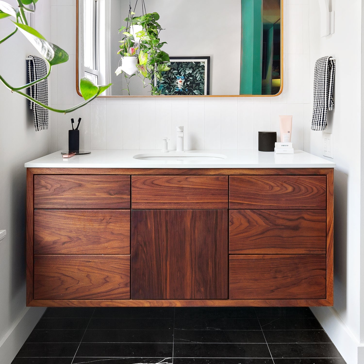 Modern Floating Wood Vanity / Single Sink