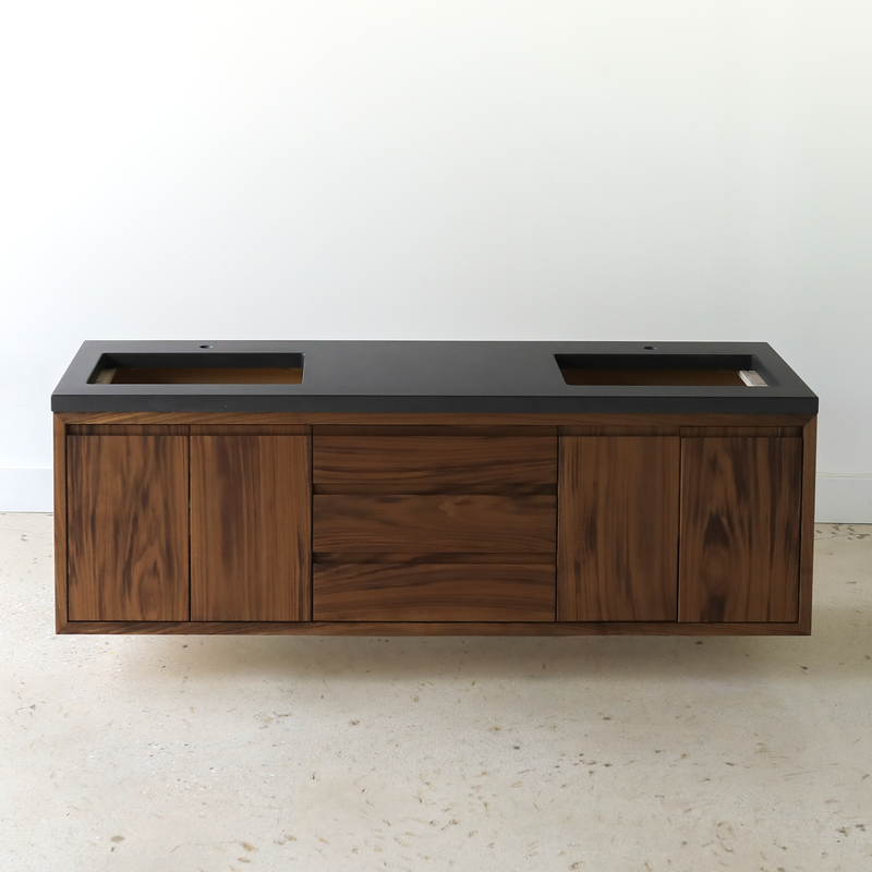 72" Modern Floating Wood Vanity / Double Sink - Specifications: