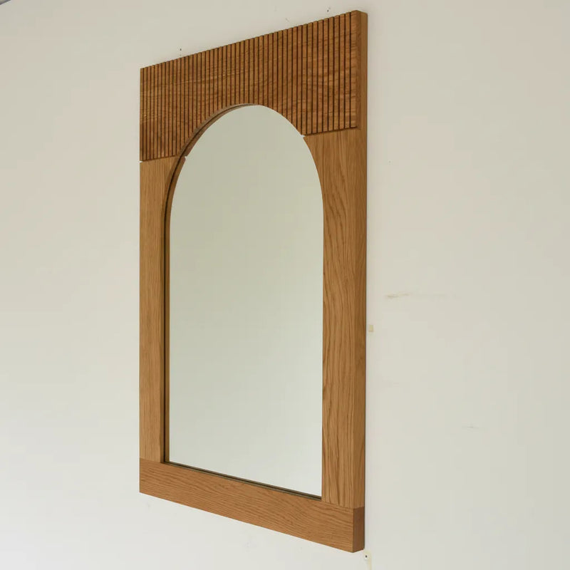 Bixby Fluted Solid Wood Mirror pictured in White Oak Clear