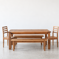 Breadboard Extendable Dining Table Pictured in Reclaimed Oak Clear.
Featured with our Farmhouse Wood Dining Chairs and Benches. 