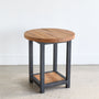 Round Wood End Table with Lower Square Shelf
