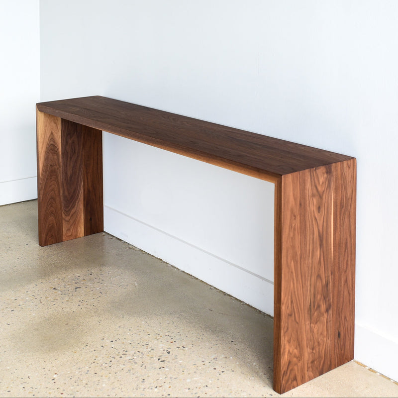 Modern Waterfall Console Table Pictured In Walnut Clear 