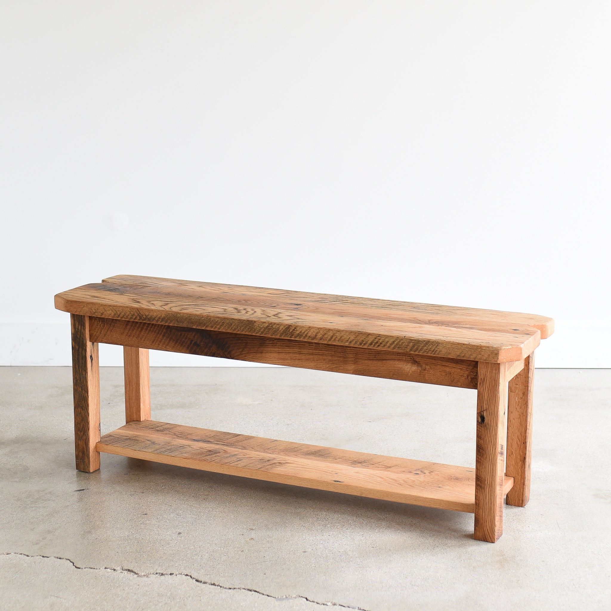 Farmhouse Bench with Lower Shelf - Specifications: