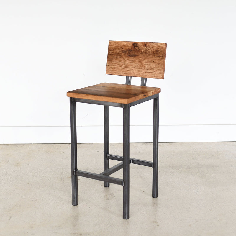 Industrial Steel Bar Stool | 10&quot; Back