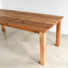 Farmhouse Extendable Dining Table Pictured In Reclaimed Oak Clear  - Close up of Leaf Insert 