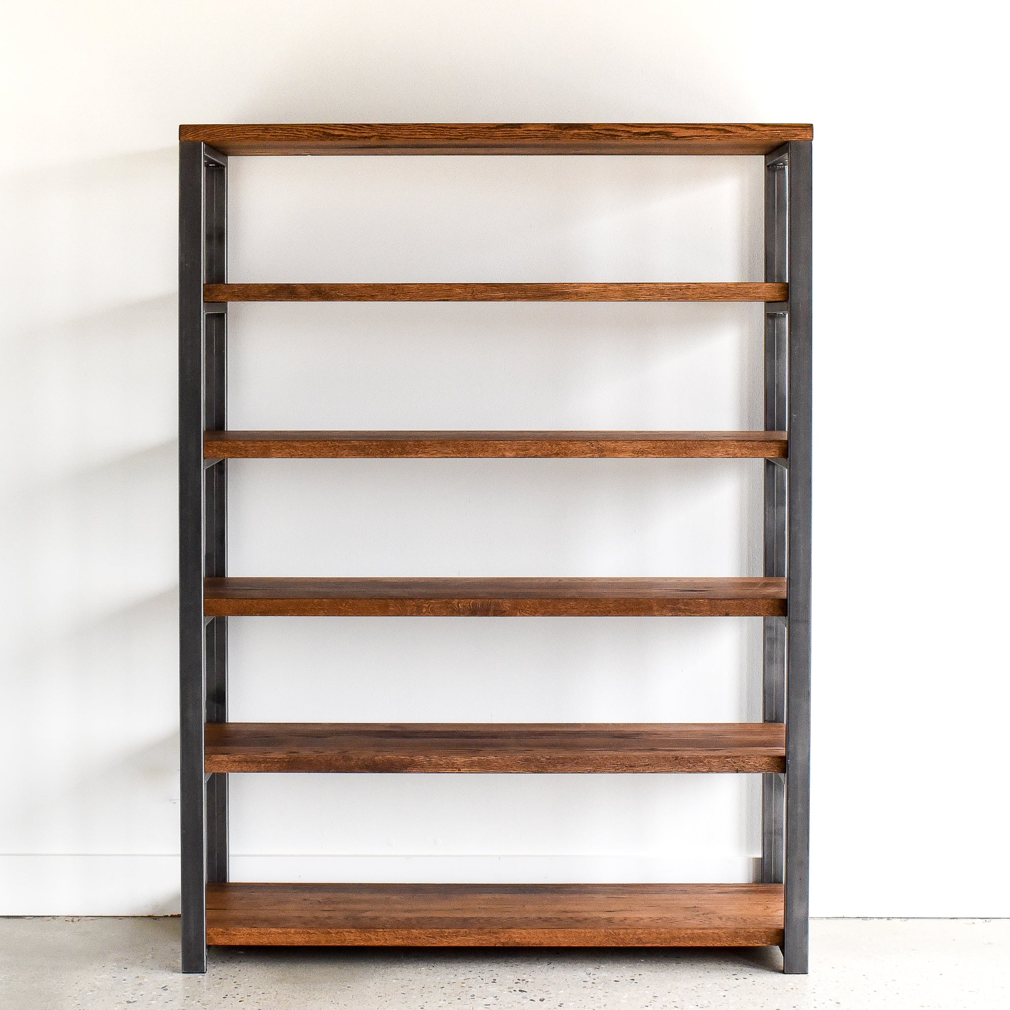 Tall Farmhouse Wood + Metal Bookshelf - Specifications: