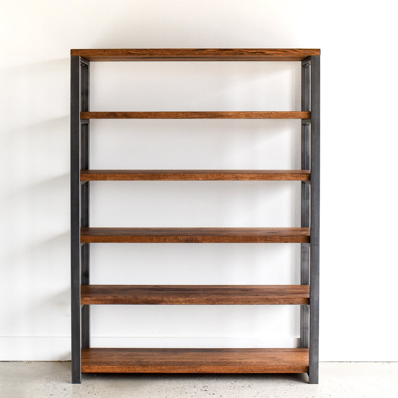 Tall Farmhouse Wood + Metal Bookshelf - Specifications: