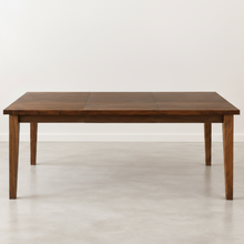 Extendable Slim Tapered Leg Dining Table Pictured in Walnut Clear - Leaf Insert
