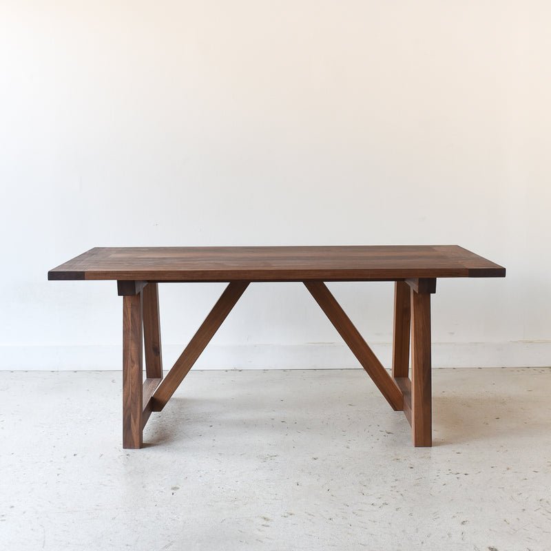 Farmhouse Trestle Dining Table Pictured In Walnut Clear 