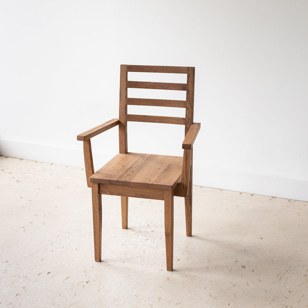 Farmhouse Wood Dining Chair - With Arm Rests Pictured In Reclaimed Oak Clear
