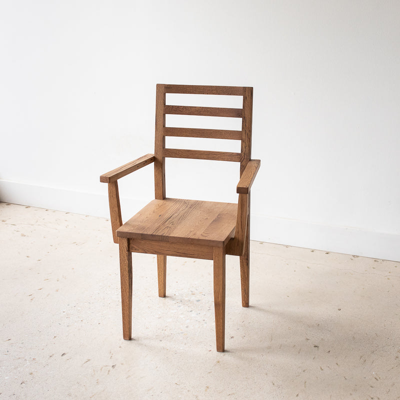 Farmhouse Wood Dining Chair - With Arm Rests Pictured In Reclaimed Oak Clear