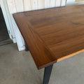 Steel- Frame Dining Table — In Walnut Clear &amp; Blackened Metal Legs