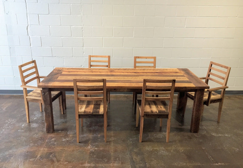 Farmhouse wood extension table 
Pictured In Reclaimed Oak Textured Featured with our  &lt;a href=&quot;https://wwmake.com/products/reclaimed-wood-dining-chairs-barnwood-dining-chairs&quot;&gt; Farmhouse Dining Chair&lt;/a&gt; 