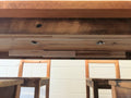Breadboard Farmhouse Extendable Dining Table 
Pictured In Reclaimed Oak Textured - Detail of leaf extension from underneath the table