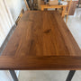 Steel- Frame Dining Table — In Walnut Clear &amp; Blackened Metal Legs