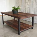 Industrial Modern Coffee Table with Lower Shelf