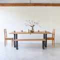 Industrial Modern Dining Table Pictured In White Oak Clear &amp; Blackened Metal U-Shaped Legs. Featured with our &lt;a href=&quot;https://wwmake.com/products/industrial-modern-reclaimed-wood-bench-u-shaped-metal-legs-anhr7&quot;&gt; Industrial Modern Bench&lt;/a&gt;  and our  &lt;a href=&quot;https://wwmake.com/products/reclaimed-wood-dining-chairs-barnwood-dining-chairs&quot;&gt; Farmhouse Wood Dining Chair&lt;/a&gt; 