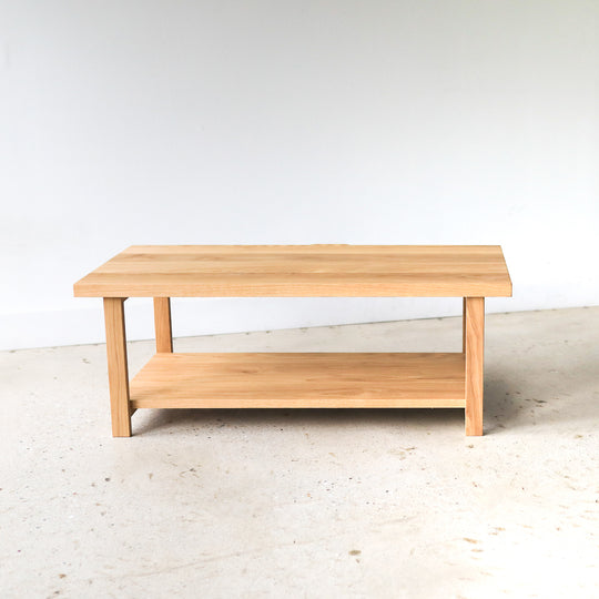 Modern Solid Wood Coffee Table with Lower Shelf