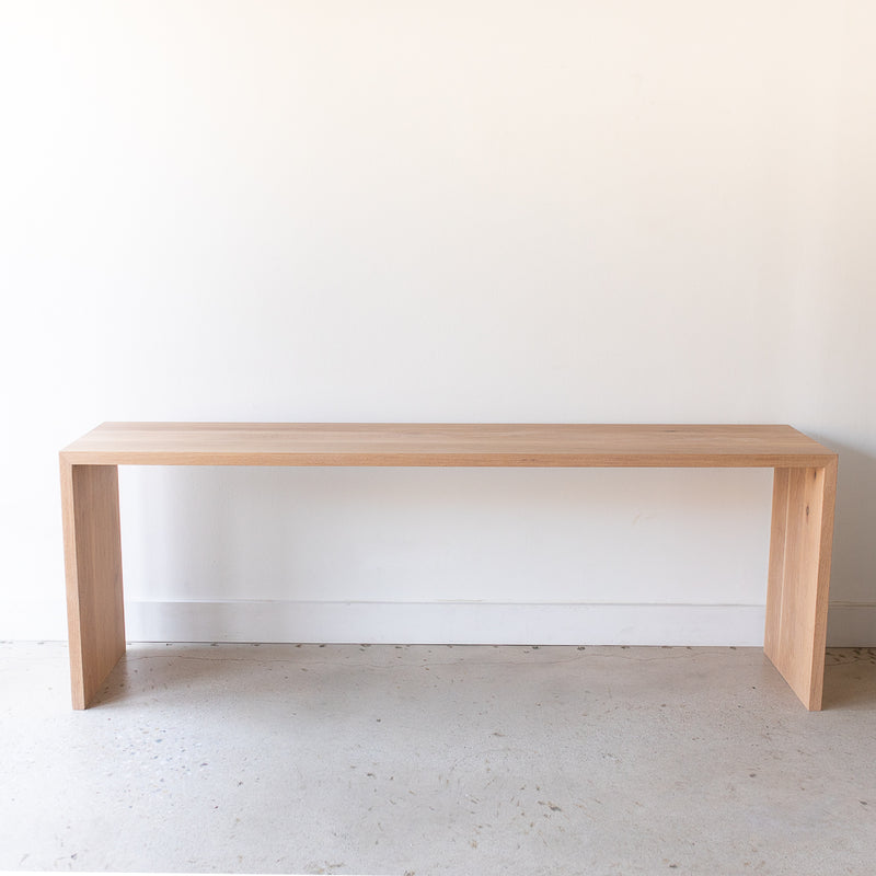 Modern Waterfall Console Table Pictured In White Oak Natural