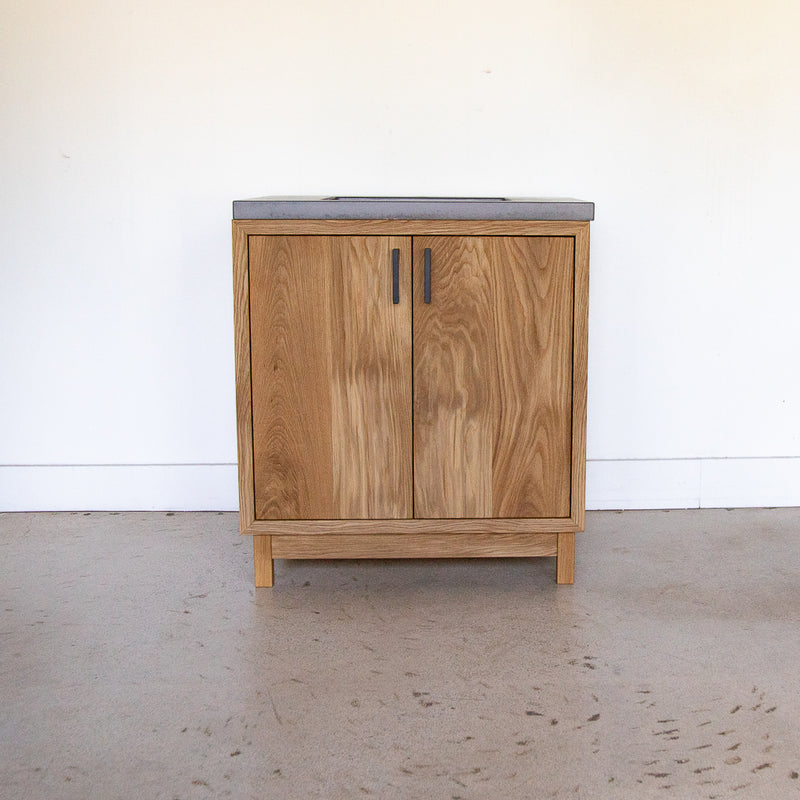 30&quot;  Modern 2-Door Wood Vanity Single Sink in White Oak Clear - Featured with our &lt;a href=&quot;https://wwmake.com/products/60inch-integral-single-sink-vanity-top-tfc&quot;&gt; Concrete Vanity Top with integral sink &lt;/a&gt; in Gray