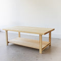 Modern Solid Wood Coffee Table With Lower Shelf Pictured In Ash Clear