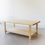 Modern Solid Wood Coffee Table With Lower Shelf Pictured In Ash Clear