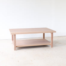 Modern Solid Wood Coffee Table With Lower Shelf Pictured In White Oak Natural 