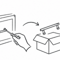 Black and white line art diagram showing a hand using a screwdriver to install a handle on a door, with an arrow pointing to a box containing the product, and the text 'Customer Install or Send to Us for Install' below.