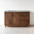 52&quot; Modern Wood Vanity / Offset Single Sink in Walnut / Clear