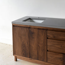 52&quot; Modern Wood Vanity / Offset Single Sink in Walnut / Clear