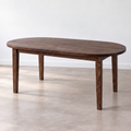 Oval Tapered Leg Dining Table Pictured in Reclaimed Oak Walnut