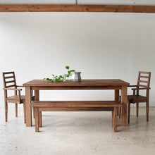 Plank Farmhouse Dining Table Pictured in Reclaimed Oak Walnut
Featured with our Farmhouse Wood Dining Chairs in Mixed Woods. Featured with our  &lt;a href=&quot;https://wwmake.com/products/reclaimed-wood-dining-chairs-barnwood-dining-chairs&quot;&gt; Farmhouse Dining Chair&lt;/a&gt; also Featured with our &lt;a href=&quot;https://wwmake.com/products/reclaimed-wood-seating-bench&quot;&gt; Farmhouse Wood Bench &lt;/a&gt; 