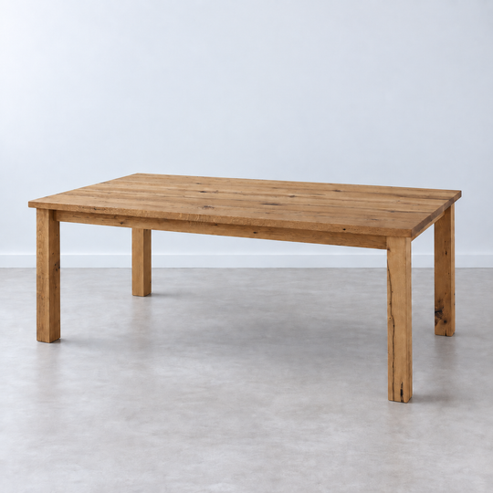 Plank Farmhouse Dining Table Pictured In Reclaimed Oak Clear